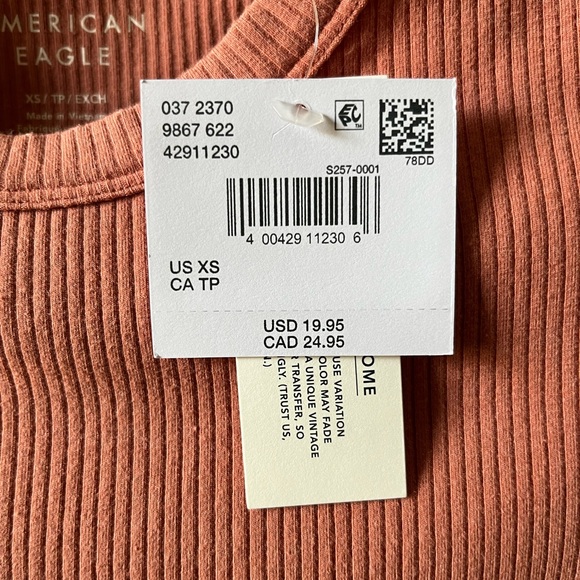 American Eagle Girls Ribbed Tee | XS | Muted Rose | New With Tags - Picture 4 of 7